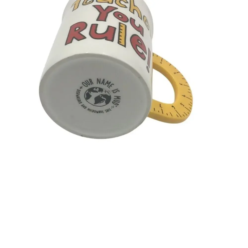 Enesco Teacher Appreciation Mug Yellow Sculpted Ruler‎ Handle